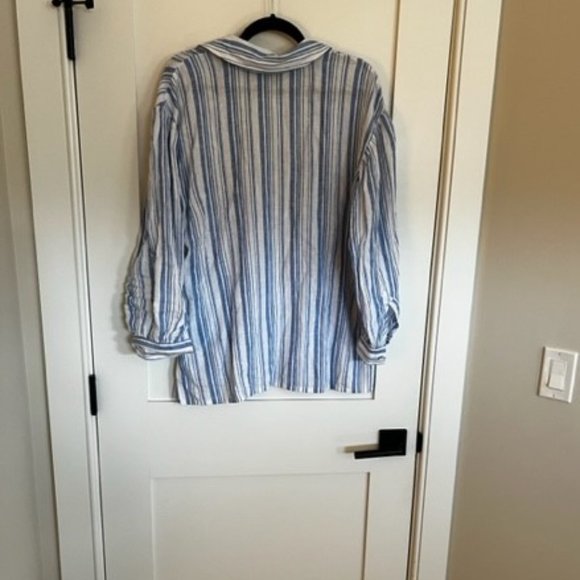 CAbi Blue and White Striped Blouse - Picture 4 of 5